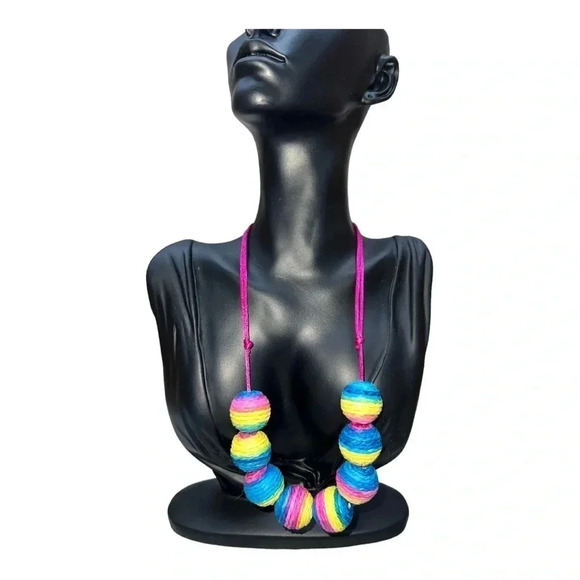 KIDS ADJUSTABLE‎ NYLON CORD NECKLACE WITH BEADS - Picture 1 of 5